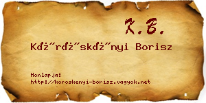 Köröskényi Borisz névjegykártya