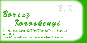 borisz koroskenyi business card